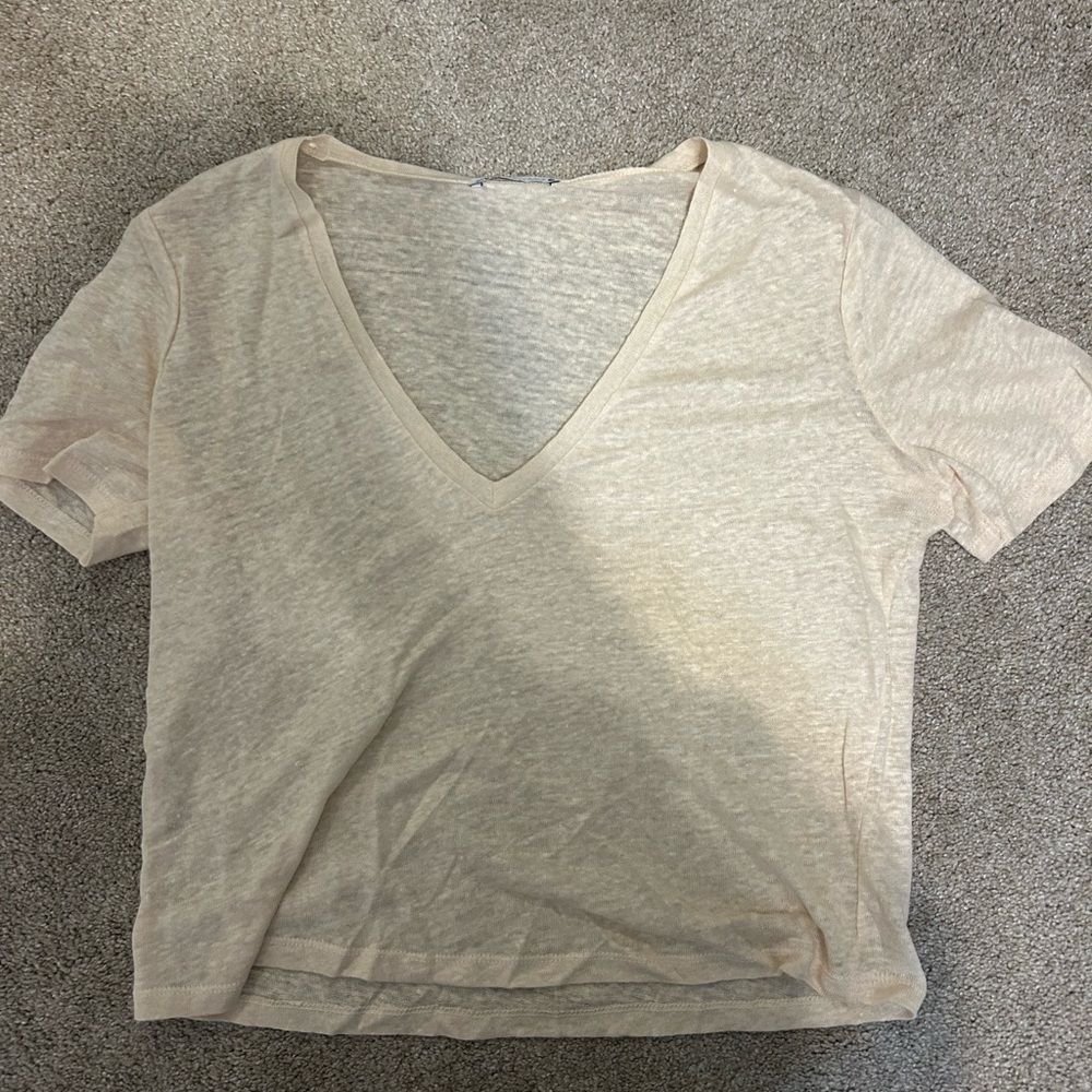 Medium Butter yellow cropped Zara shirt